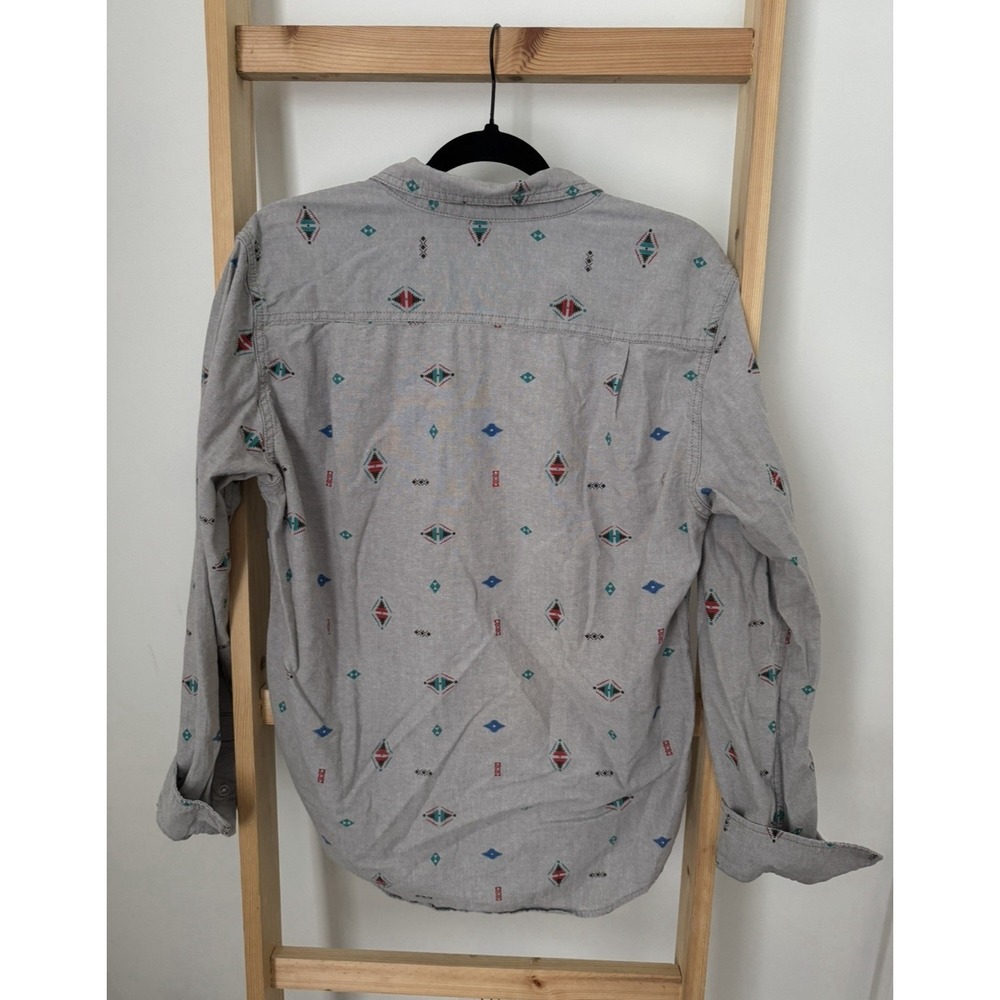 Modern Amusement Shirt Men's Medium Grey Aztec Long Slv Button Down Casual - Picture 2 of 3